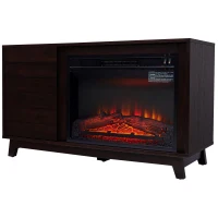 HOMCOM Electric Fireplace TV Stand for TV Up to 50" Wooden Media TV Stand Fireplace(m-1)