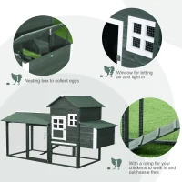 PawHut 83" Wooden Outdoor Backyard Chicken Coop Fence Rabbit Bunny Hutch House with Covered Run and Nesting Box(m-4)