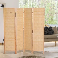 HomCom 6' 4-Panel Bamboo Screen Freestanding Room Divider(m-1)
