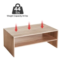 HOMCOM 2 Tier Coffee Table Rustic Living Room Table Indoor Rectangle Wood Coffee Table - Oak(m-3)