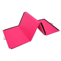 Soozier 10' x 4' x 2" PU Leather Folding Gymnastics Tumbling / Martial Arts Mat with Handles - Pink(m-5)