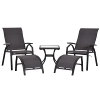 Outsunny 5 Piece Outdoor Garden Recliner Patio Sun Lounger Chair and Table Set(m-4)