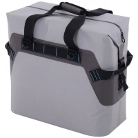 Outsunny 50 Quart Portable Insulated Waterproof Soft-Sided Cooler Picnic Tote Bag - Grey(m-6)
