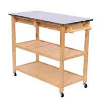 HomCom 44" Stainless Steel Top Rolling Kitchen Trolley Cart(m-2)