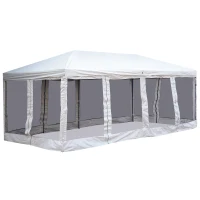 Outsunny 10' x 20' Pop Up Canopy Tent with Netting, Heavy Duty Large Party Tent, Instant Sun Shelter, with Carry Bag, for Backyard Garden Patio, Beige(m-1)