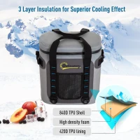 Outsunny 20 Quart Waterproof Portable Insulated Soft Sided Cooler Picnic Tote Bag - Grey(m-5)