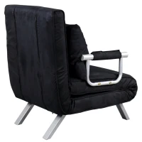 HomCom Single Person Folding 5 Position Steel Convertible Sleeper Bed Sofa Chair - Black(m-10)