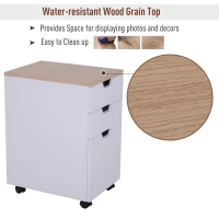 Open Box HomCom 24" 3-Drawer Modern Rolling Storage Cabinet Office Supply Printer Cart With Locking Wheels(m-5)