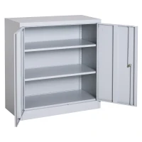 HomCom 36" Counter Height Metal Locking Storage Cabinet with 2 Adjustable Shelves - Grey(m-8)