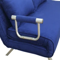 HomCom Full Size Folding 5 Position Steel Convertible Sleeper Bed Chair - Deep Blue(m-7)
