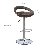 HomCom Vintage Adjustable Open Back Rattan Bucket Seat Patio Bar Stool - Set of 2(m-7)