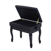 HomCom Faux Leather Traditional Adjustable Storage Piano Bench - Black(m-5)