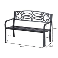 Outsunny 2 Seater 50" Steel Flowering Design Decorative Lawn Patio Garden Bench(m-7)