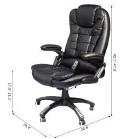 HomCom Home Office Chair PU Leather High-Back Executive Ergonomic Heated Vibrating Massage Chair - Black(m-3)