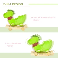 Qaba 2-in-1 Kid Ride on Rolling Rocking Rider Wheeled Plush Dinosaur Toy w/ 1 Song(m-4)