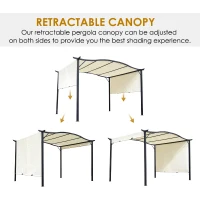 Outsunny 10’ x 12’ Steel Fabric Retractable Pergola Canopy Shade Kit - Cream White(m-11)