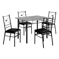 Monarch 5 Piece 43" Rectangular Metal Framed Table and Chairs Dining Set - Grey / Black(m-1)