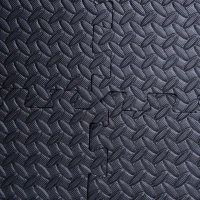 Soozier 24" x 24" 18 Piece 72 sq ft Interlocking Protective Exercise Floor Tiles - Black Diamond Plate(m-10)
