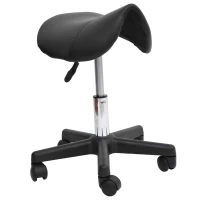 HomCom Ergonomic Adjustable Hydraulic Rolling Swivel Spa Salon Saddle Stool Chair - Black(m-2)