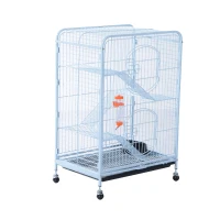 PawHut 37" Mesh 4 Level Portable Indoor Small Animal Pet Habitat Cage Kit - White(m-1)