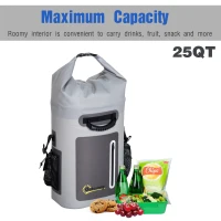 Outsunny 25 Quart Capacity Soft Sided Waterproof Insulated Backpack Cooler Bag - Grey(m-4)