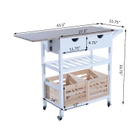 HomCom 34" Rolling Drop-Leaf Kitchen Trolley Serving Cart with Wine Rack(m-5)