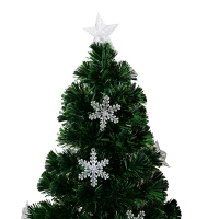HomCom 5' Artificial Holiday Decoration Snowflake Light Christmas Tree - Green(m-3)