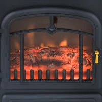 HOMCOM 16" 1500W Compact Freestanding Electric Wood Stove Fireplace Heater With Realistic Flames - Black(m-13)