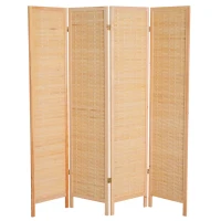 HomCom 6' 4-Panel Bamboo Screen Freestanding Room Divider(m-2)