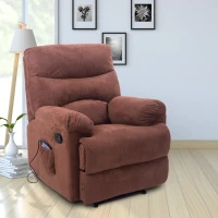 HomCom Faux Suede Heated Vibrating Massage Recliner Chair with Remote - Cinnamon Brown(m-2)