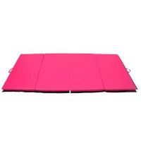 Soozier 10' x 4' x 2" PU Leather Folding Gymnastics Tumbling / Martial Arts Mat with Handles - Pink(m-1)