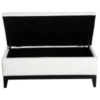 HomCom 42” Rectangular Faux Leather Storage Ottoman Bench with Tray - Cream White(m-5)
