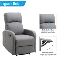 HomCom Linen Fabric Manual Recliner Lounger Chair  with Footrest - Grey(m-7)