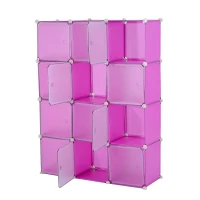 HomCom Customizable 12-Cube Plastic Storage Organizer - Pink(m-2)