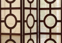 Monarch 3-Panel Circle Design Folding Privacy Screen Room Divider - Cappuccino Wood Frame(m-3)