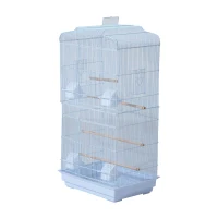 PawHut 36" Metal Indoor Bird Cage Starter Kit with Tray and Accessories - White(m-1)