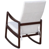 HomCom Modern Wood Rocking Chair Indoor Porch Furniture for Living Room - Coffee Brown / White with Cushion(m-8)