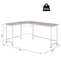 Vinsetto Wood Metal Modern L-Shape Corner Computer Desk - Oak(m-3)