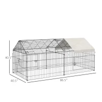 PawHut 87" x 41" Crate Galvanized Metal Outdoor Pet Enclosure with Removeable Protective Cover Black/White(m-3)