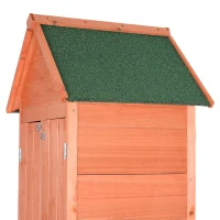 Outsunny Solid Pine Wood Lockable 4-Door Storage Shed with Shelving for Your Backyard Garden Organization Needs(m-10)