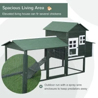 PawHut 83" Wooden Outdoor Backyard Chicken Coop Fence Rabbit Bunny Hutch House with Covered Run and Nesting Box(m-6)