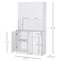 HomCom 71" Contemporary Freestanding Kitchen Buffet Hutch Cabinet with Server and Storage - White and Grey(m-3)