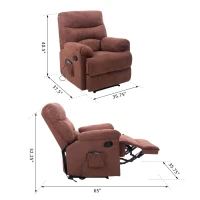HomCom Faux Suede Heated Vibrating Massage Recliner Chair with Remote - Cinnamon Brown(m-7)