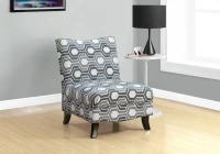 Monarch Contemporary Upholstered Fabric Armless Accent Chair - Grey Geometric Pattern(m-2)