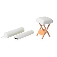 HomCom 22" Portable Massage Stool and Pillow Set - Cream(m-2)