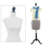 HomCom 35” - 26” - 35” Female Sewing Adjustable Mannequin Torso Dress Form With Tripod Base - White(m-2)
