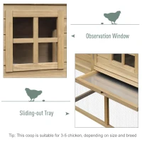 PawHut Outdoor Wooden Chicken Coop Hen House with Nesting Box and Run(m-7)