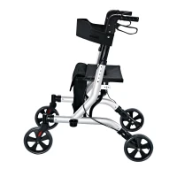 HomCom Aluminum Folding Rollator Walker w/ Seat and 8" Wheels(m-5)