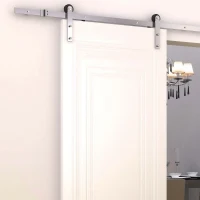 HomCom 6' Modern Interior Sliding Barn Door Kit Hardware Set - Flat Stainless Steel(m-2)