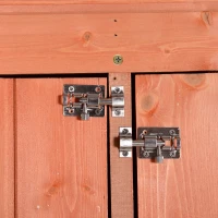 Outsunny Solid Pine Wood Lockable 4-Door Storage Shed with Shelving for Your Backyard Garden Organization Needs(m-8)